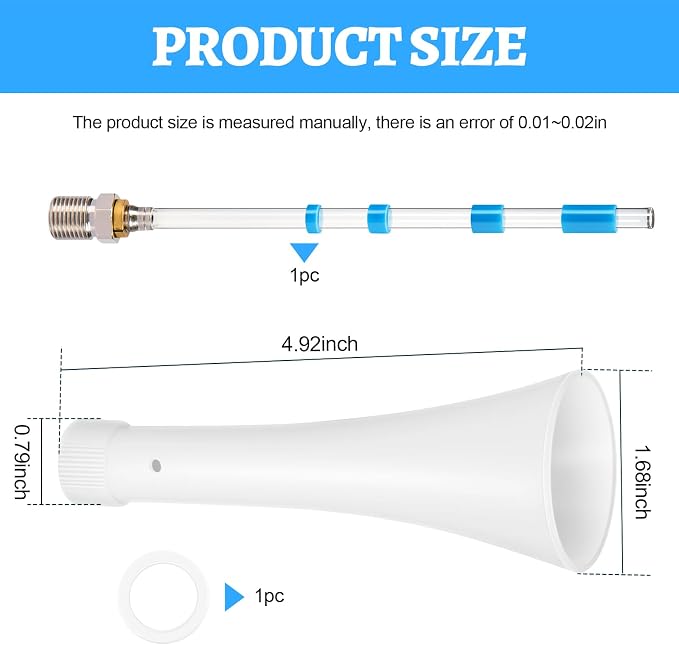 Nozzle Repair Kit for Car Cleaning Gun Parts Z-010 and Air Blow Out Tool Z-014 for, Includes CT-100 Plastic Cone, CT-101 Weighted Tube & CT-102 Washer Car Cleaning Tools (1 Set)
