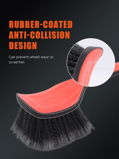 Wheel Face Brush,2Pcs Wheel Brush, Carpet Cleaning Brush,Stiff Synthetic Bristles,Ergonomic Design Handle, Scrub Brush for Floor Mats,Car Wheel Hub Cleaning,Car Interior,Home Soft Flagged-Tip Bristles