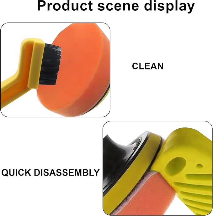 Polishing Pad Cleaner Tool, Durable Cleaning Tool Versatile Foam Pad Brush, Stiff Nylon Bristles Cleaning Brush for Car Auto Detailing/Detailing Enthusiasts, Yellow
