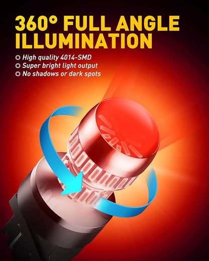 AUXITO 7440 7443 LED Strobe Brake Lights Bulbs, Red Flashing Stop Light, Super Bright T20 W21W 7441 7444 7443R Flashing Strobe Blinking LED Tail Light Bulbs, Pack of 2