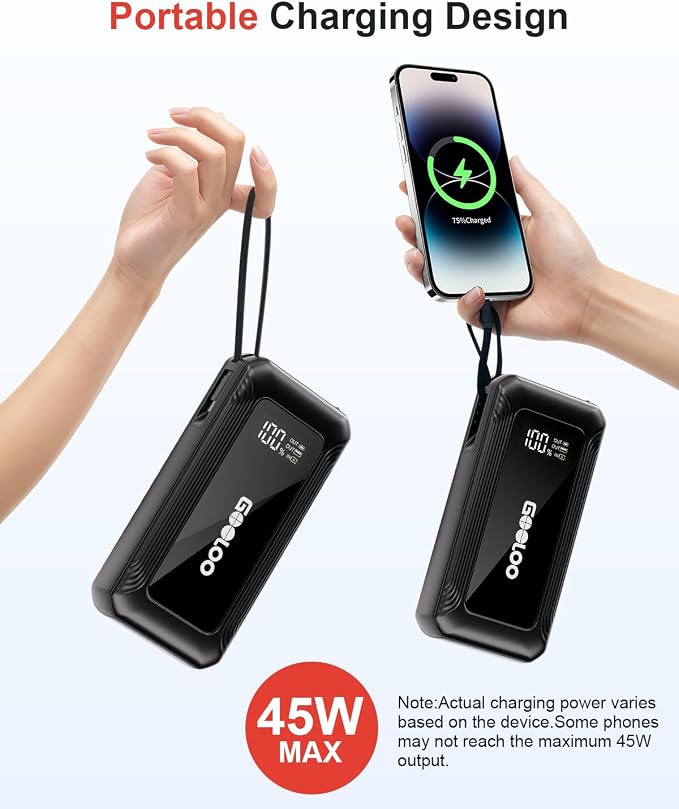 GOOLOO G7 3000A Jump Starter with Built-in Cable,Portable Jump Starter for 45W Fast Charging,12V SuperSafe Lithium Jump Box, Battery Booster Pack Up to 8.5L Gas or 6.0L Diesel Engine