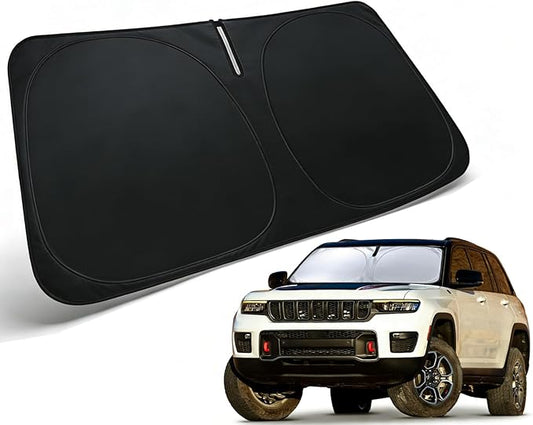 Windshield Sun Shade for 2021-2026 Jeep Grand Cherokee & L Accessories, Car Front Window Sun Visor & Heat Shield | 240T Sunshade Protection Blocks UV Rays Keep Your Car Cooler