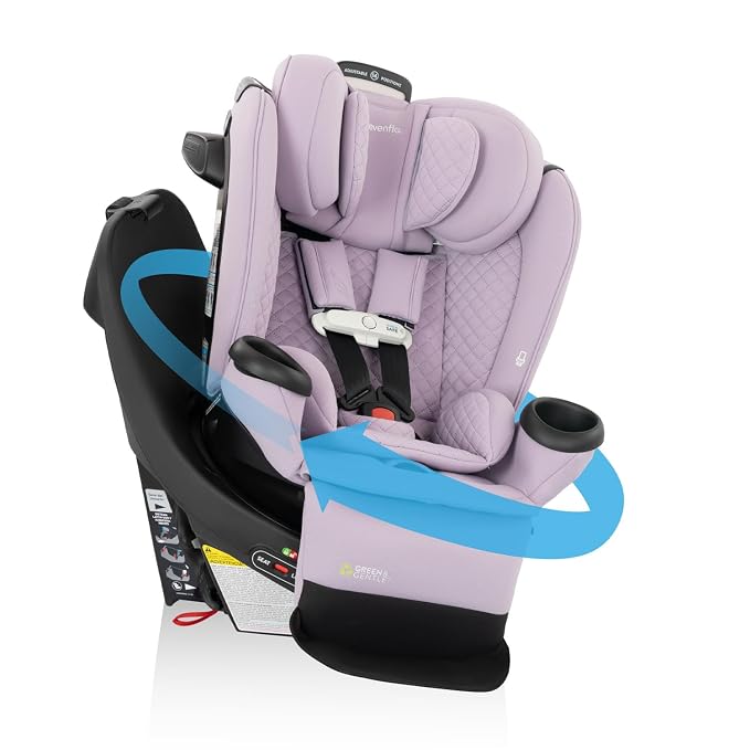 Evenflo Revolve360 Extend All-in-One Rotating Car Seat with Green & Gentle Fabric (Agate)