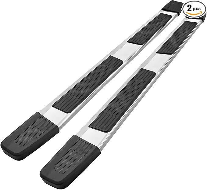 COMNOVA Running Boards Compatible with Vehicle Rail Nissan 2004-2025 Titan Crew Cab, 2016-2025 Titan XD Crew Cab. 6 Inch High Light Stainless Steel Step Bars and Side Steps Step Bars.