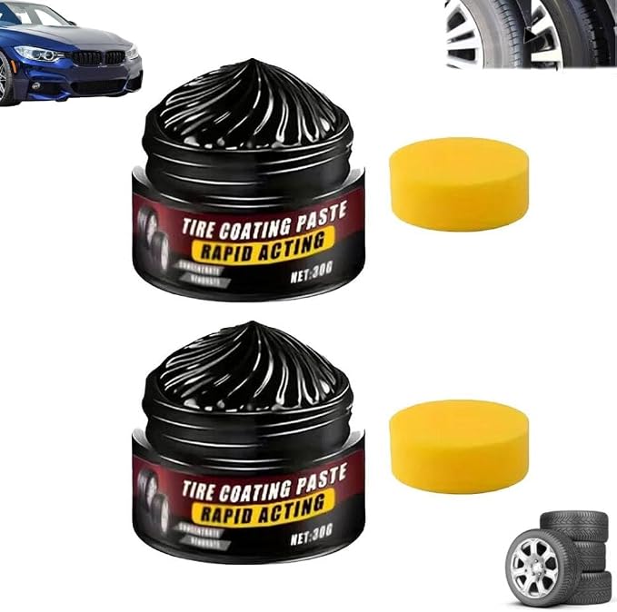 Premium Tire Coating & Trim Restorer,Bring Back the Original Deep Black Shine to Rubber and Plastic,Long-Lasting Ceramic Coating & UV Protection,TireCoating Paste for Car Tire Plastic Trim Care