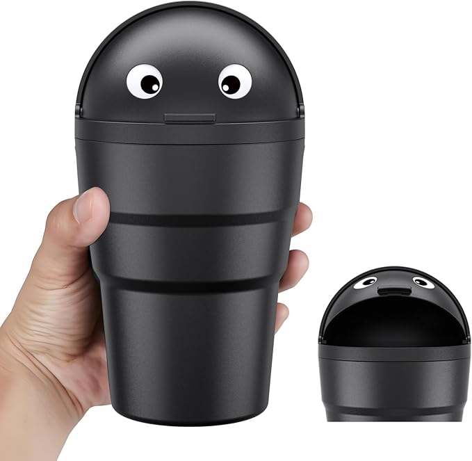 Mini Car Trash Can Cupholder with Lid for Women Cute Looking, 520ML Small Car Garbage Can for Cup Holder Side Door Storage Solid Liquid Waste Without Leakage