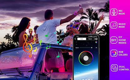 STONEBANKS 5.7FT LED Interior Light for Car, 48LEDs RGB USB Under Dash Lighting, Footwell Neon Internal Lights Kit, Smart APP and Remote Dual Control, Multicolor Music and Mic Mode