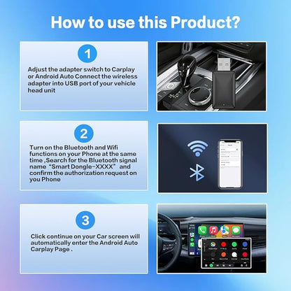 CarPlay USB Adapter for BMW 320i 328i 330i 3 GT 530i 550i 535i 5 GT 630i 640i X1 X3 X5, 2-in-1 Plug & Play Adapter Converts Wired CarPlay to Cable-Free CarPlay, Fast Auto-Connect, No Delay