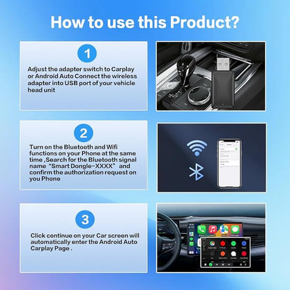 CarPlay USB Adapter for Toyota Highlander 2014 2015 2016 2017 2018 2019, 2-in-1 Plug & Play Adapter Converts Wired CarPlay to Cable-Free CarPlay, Fast Auto-Connect, No Delay