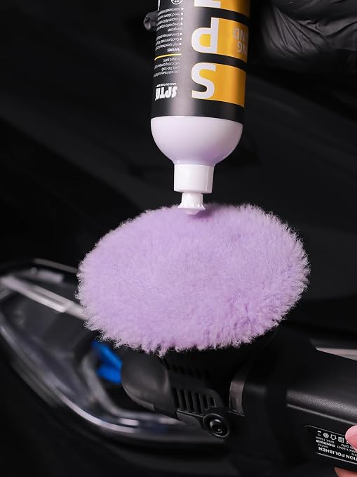 SPTA 2Pcs 6Inch (150mm) Wool Cutting Pad Set, Purple Wool Buffing and Polishing Pad for Heavy Cut, Car Polisher