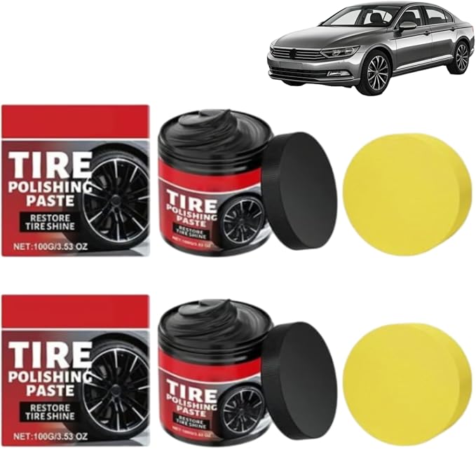 Tire Gloss Protection Agent, Tire Polishing Paste, Tire Coating Paste, Ungraded Long-Lasting Tire Dressing with Wet Gloss Look Finish for Car, Truck, Motorcycle, Rv & More (2pcs)