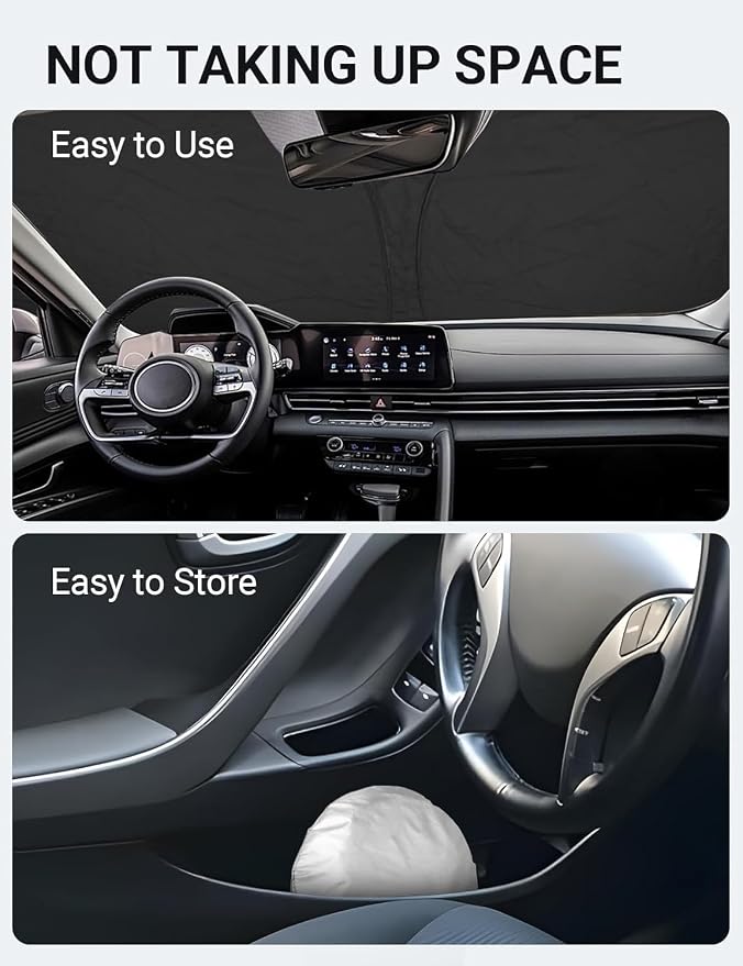 Proadsy Windshield Sun Shade for Hyundai Elantra 2021-2025 2026 4-Layer Foldable Front Sunshade Protector Sun Visor Blocks UV Rays Keep Car Cooler