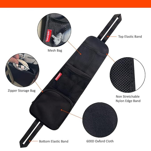 Car Seat Side Organizer, Auto Seat Storage Hanging Bag, Phones, Drink, Stuff Holder with Mesh Pocket for Cars, SUV & Truck 2 Pack