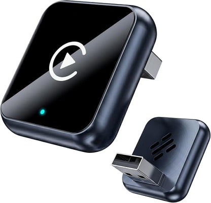 UFOsekf 2 in 1 Wireless CarPlay and Android Auto Adapter, Fast 5.8GHz Stable Dongle for Family Share, Reduce Phone Unplugging on Commute, Premium Aluminum Dark Blue Case