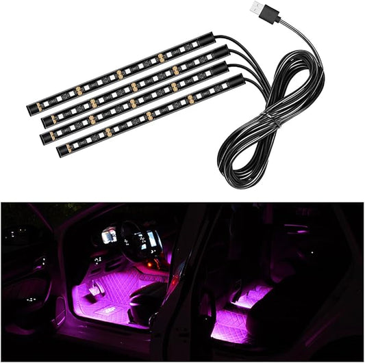 Ohleats Car LED Strip Light, 48 LED RGB Auto Interior Atmosphere Lights, Cigarette Lighter Under Dash Ambient Night Light, Interior Lamp Lighting Kit (Pink Purple, USB)