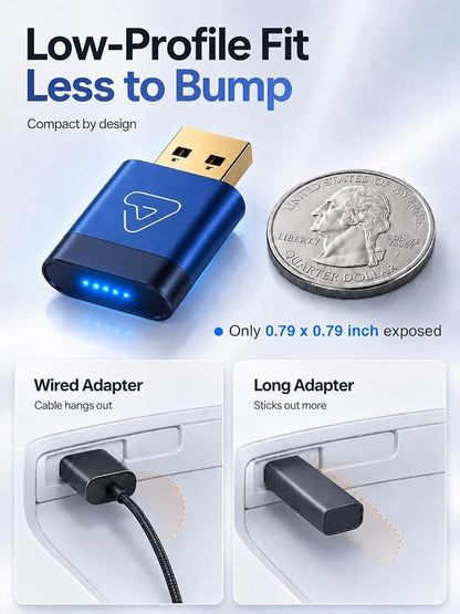 Wireless CarPlay Dongle – Wired to Wireless CarPlay Adapter for iPhone, Fast Auto Link, Metal Housing, Gold-Plated USB