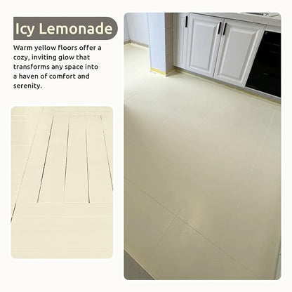 All-In-One Interior Floor Coating Kit, Water-based & Low Odor One-Step Floor Paint, High Hardness Waterproof Paint for Ceramic, Porcelain, Fiberglass, Hardwood, Laminate, Vinyl, 35OZ, Icy Lemonade