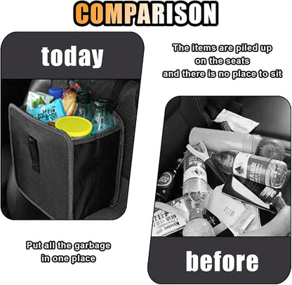 Foldable Car Trash Can - 1.85 Gallon Capacity Hanging Garbage Bin Organizer - Waterproof Leakproof Trash Can Storage Bag - Auto Interior Accessories