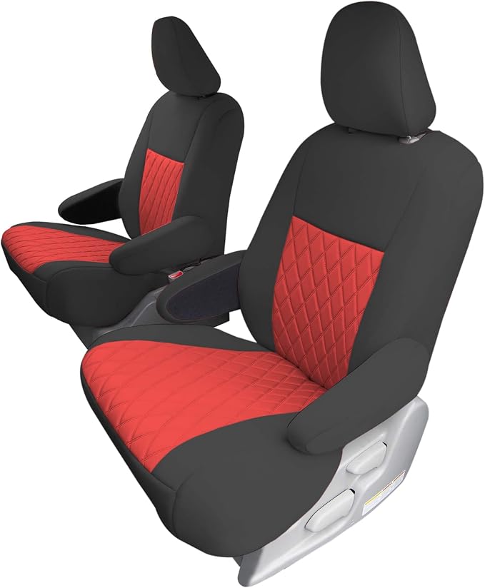 FH Group Custom Fit Car Seat Covers Specifically Made for 2011-2020 Toyota Sienna 7 Seater with Ultraflex Neoprene Water Resistant Automotive Seat Covers - 2nd Row Red