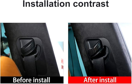 YIWANG Carbon Fiber Style ABS Car Safety Belt Decoration Frame Trim 2Pcs for Maserati Levante 2016 2017 2018 Auto Accessories