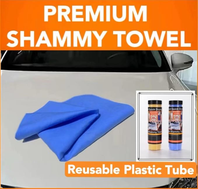 Premium Shammy Cloth for Car Drying - 4pk(26”x17”) - Super Absorbent Synthetic Chamois Towel for Car - Reusable Car Drying Shammy - Scratch-Free Car Drying Towel(2 Blue & 2 Yellow)