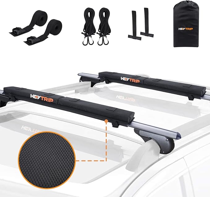 HEYTRIP Roof Rack Pads 30" Aero Crossbar Pads for Kayak/Surfboard/SUP/Canoe with 15FT Tie-Down Straps and Storage Bag