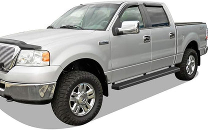 APS 6in Stainless Steel Black Running Boards Compatible with Ford F150 2004-2008 SuperCrew Cab (Exclude 04 Heritage Edition) (Nerf Bars Side Steps)