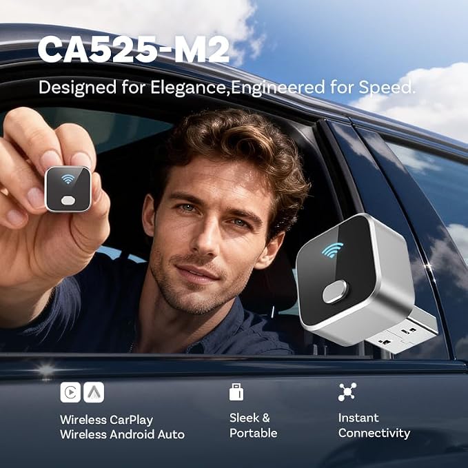 Upgraded Wireless CarPlay Adapter for Audi A4 2017-2025, Mini Wired to Wireless Box, Plug and Play, Compatible with Apple and Android
