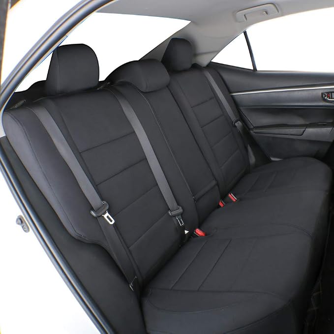 EKR Custom Fit Tacoma Rear Neoprene Car Seat Covers for Toyota Tacoma 2016 2017 2018 2019 2020 2021 2022 2023 Double Cab/Crew Cab - Second Row Only,Neoprene (Black)