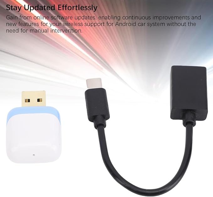 Pomya Wireless Adapter, Convert Wired to Wireless Car Play Adapter for Android Auto, 2 in 1 Car Play Support Box Plug and Play for Automotive