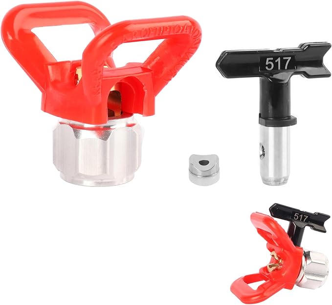 Airless Spray Tip/seat for Standard Airless Paint Spray, RED | Includes 517 nozzle tip, 7/8" nozzle seat, nozzle gasket