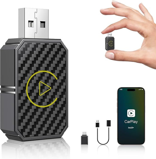 Mini Wireless CarPlay Adapter for Apple, Plug & Play Low Latency Converts Wired to Wireless CarPlay Dongle for iPhone iOS 10+, Connection Fast & Stable