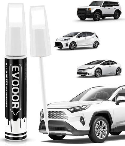 040 Super White/Ice Cap Touch Up Paint Compatible with Toyota Exact Match 2 in 1 Touch up Paint for Chips and Nicks Repair