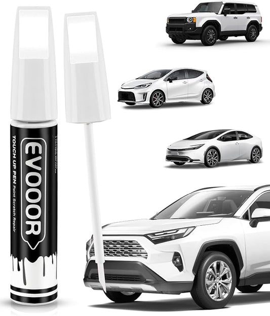 040 Super White/Ice Cap Touch Up Paint Compatible with Toyota Exact Match 2 in 1 Touch up Paint for Chips and Nicks Repair