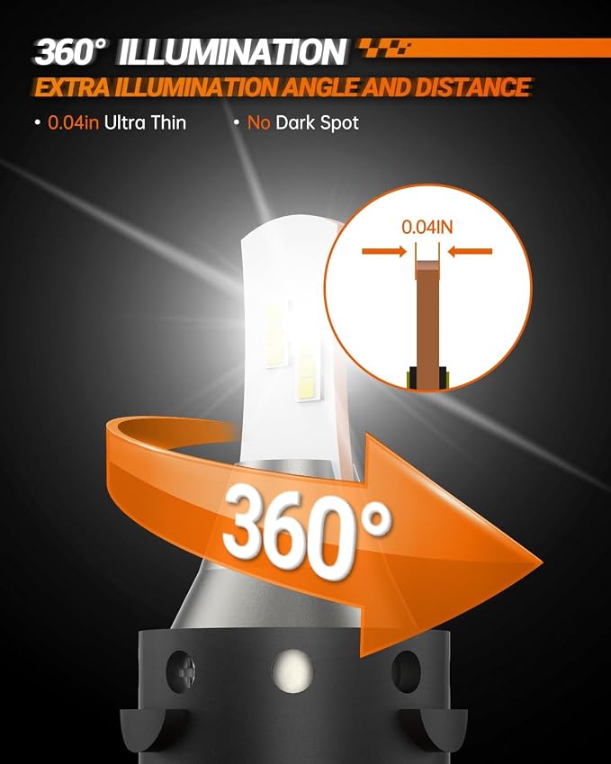 SEALIGHT H13 LED Bulbs, L2 9008 24,000LM Super Brightness 6000K Cool White Fog Bulbs, IP68 Waterproof, Plug and Play, 15000RPM Turbo Fan, 60000Hrs Lifespan, 1:1 Size Driving Bulbs, Pack of 2