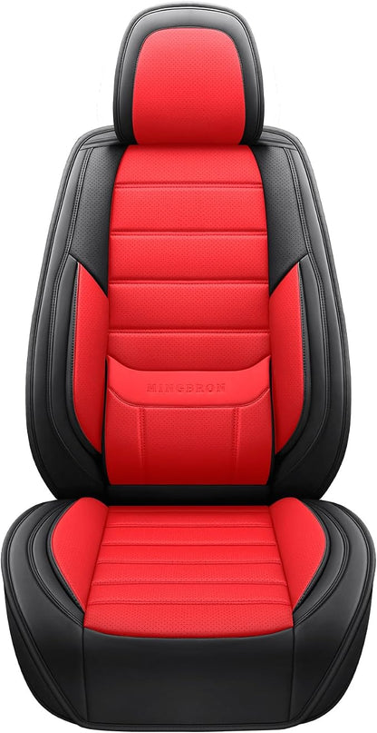 MINGBRON Front Car Seat Covers, Leather Car Seat Covers, Fit for Most Cars SUV and Most Sedan Red