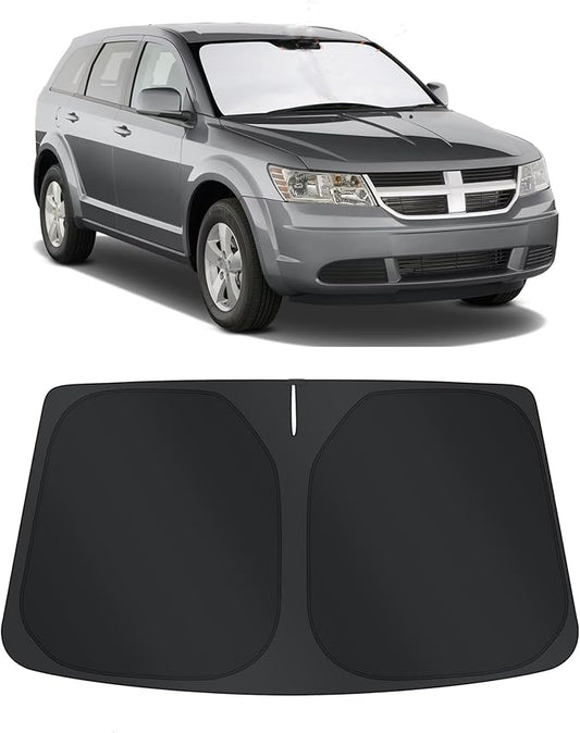 TINGLU Sun Shade for Dodge Journey 2009-2020 Accessories Windshield Sun Shade Window Shade UV Rays Protection Sun Visor Cover with Steering Wheel Sunshade Storage Bag