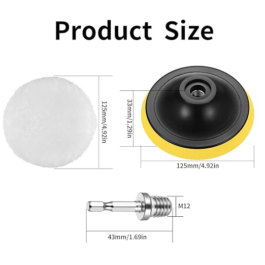 5 Pcs Wool Polishing Buffing Pads, 5 Inch Car Polishing Buffing Wheel with Hook and Loop Back for Drill Buffer Attachment, Car Buffer Polisher Kit for Cars Polish, Waxing, & Compound Cutting