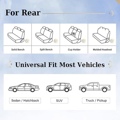 Coverado Automotive Seat Covers, Back Car Seat Cover, Rear Seat Cover, 3-Pieces Luxury Car Seat Cushion, Beige Seat Cover Seat Protector Universal Fit Most Cars