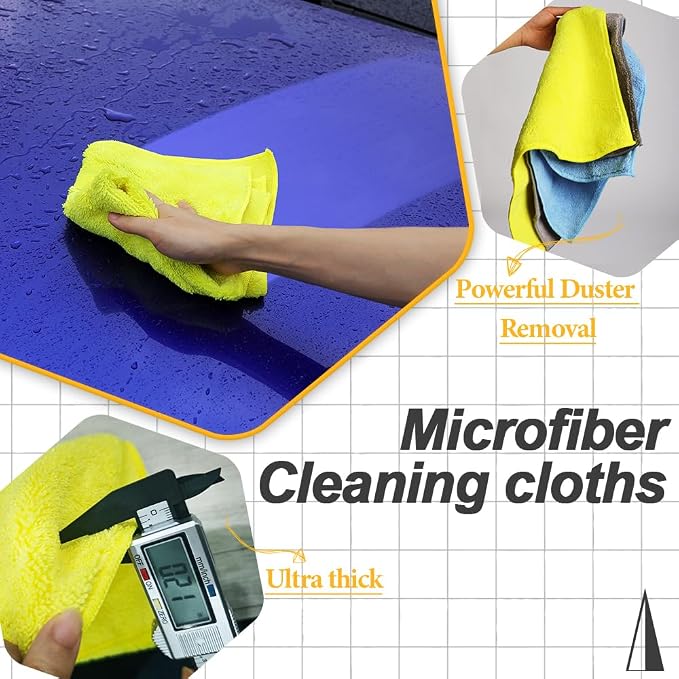 Car Wash Drying Towels, 450gsm Ultra-Thick Absorbent Lint-Free Extra Soft Microfiber Rags for Car Detailing, Interior & Exterior Cleaning Cloths, 16in x 16in - Microfiber, Yellow, 6 Packs