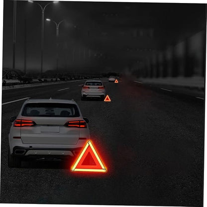 ULTECHNOVO Car Essentials Road Safety Warning Sign Reflective Triangle Sturdy Plastic Quick Use Folding Roadside Triangle