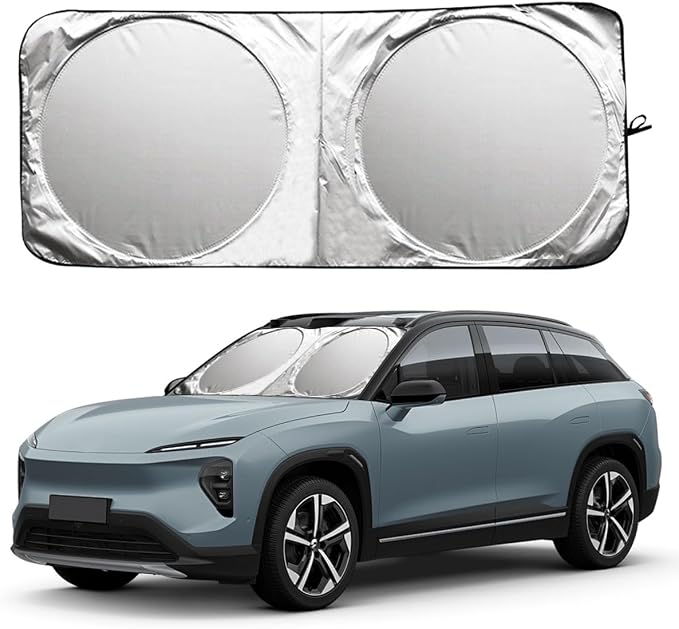 Car Windshield Sun Shade, Cool Reflective Sun Blocker, Foldable Car Front Window Covers, Sun Protection Automotive Glass Shade for Comfortable Driving for Universal Car SUV Truck (63×33.86'')