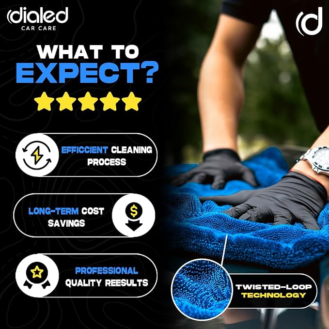 Dialed Drying Towel 1600 GSM, Premium 70/30 Blend Microfiber for Drying Cars, Trucks, SUVs. Professional Grade, Safe for Detailing + Lint Free. 24"" x 36"", Marina Blue, X-Large