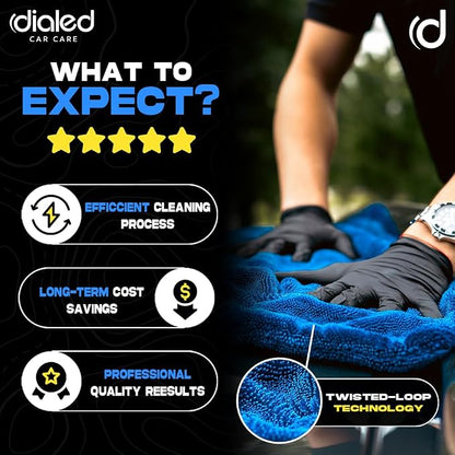 Dialed Drying Towel 1600 GSM, Premium 70/30 Blend Microfiber for Drying Cars, Trucks, SUVs. Professional Grade, Safe for Detailing + Lint Free. 24"" x 36"", Marina Blue, X-Large