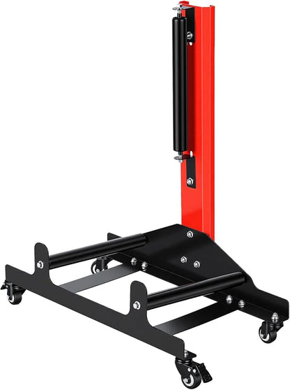Rolling Wheel Detailing Stand, Tire Cleaning Stand with 3 Rollers and Casters, Steel Wheel Rim Cleaning Rack for Ceramic Coating, Tire Shine, Polishing Red