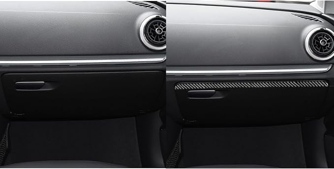 Real Premium Carbon Fiber Sticker Compatible with Audi A3 S3 RS3 8V 2013 2014 2015 2016 2017 2018 2019 Car co-Pilot Side Glove Box Storage Box Decor Trim Auto Interior Accessories Decal Black