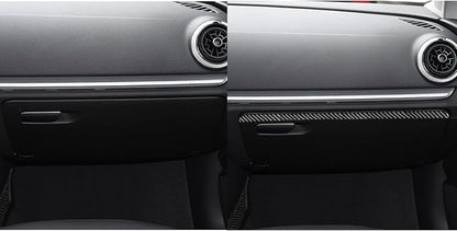 Real Premium Carbon Fiber Sticker Compatible with Audi A3 S3 RS3 8V 2013 2014 2015 2016 2017 2018 2019 Car co-Pilot Side Glove Box Storage Box Decor Trim Auto Interior Accessories Decal Black
