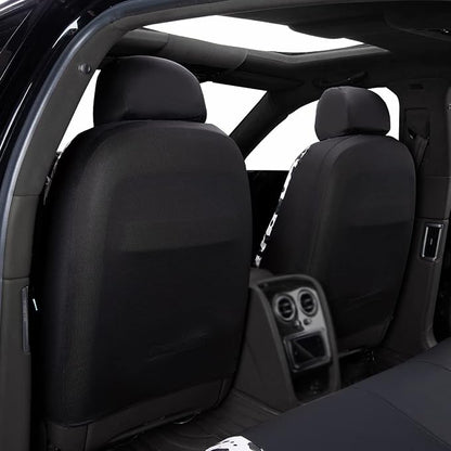 Flying Banner car seat Covers Protects Water Proof Faux Leather Carbon Fiber Fronts Rear Bench Covers (Cow Black, Full Set - Combo Pack)
