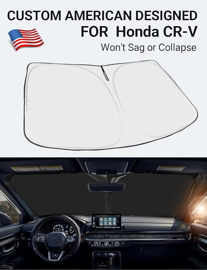 Proadsy Windshield Sun Shade for Honda CRV 2023 2024 2025 2026 4-Layer Foldable Front Sunshade Protector Sun Visor Blocks UV Rays Keep Car Cooler Accessories