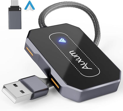 Alxum Wireless AA Adapter - Convert Wired to Wireless for Android Auto, Dual Connection Design, Online Upgrade Only, Supports AA 12+